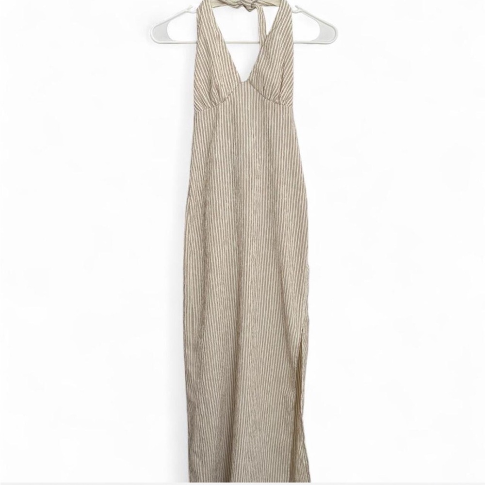 Bershka Striped Halter Maxi Dress